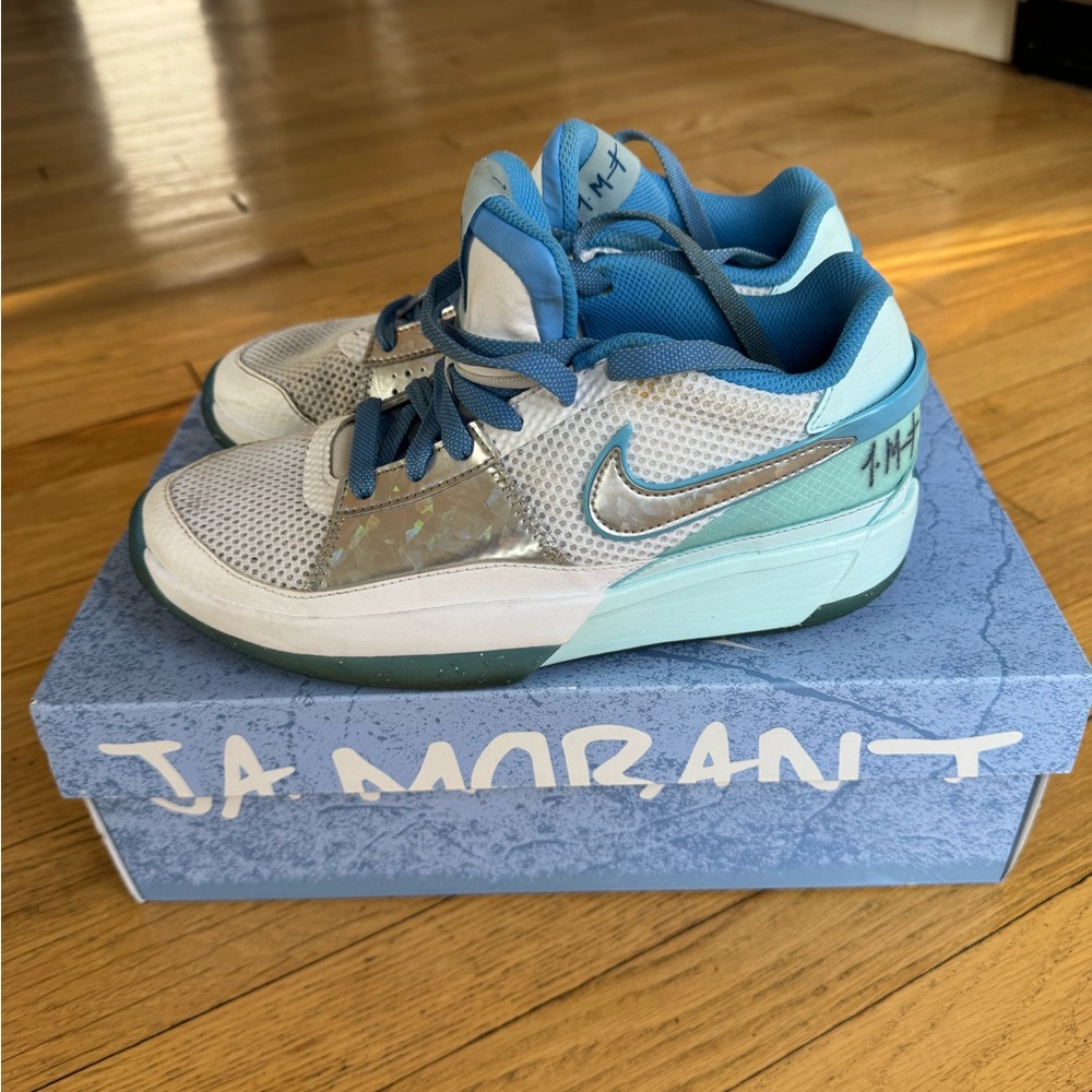 Ja Morant Nike Kids' Teal and Silver Sneakers Boys/Girls